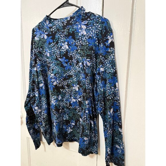 Studio Works women’s size 3x-large blue floral turtleneck shirt - Picture 2 of 7